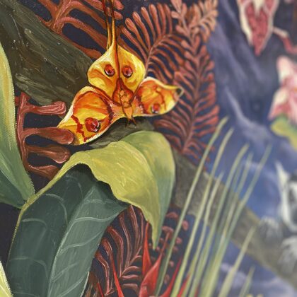 Lemur”. 80 cm, oil on round canvas