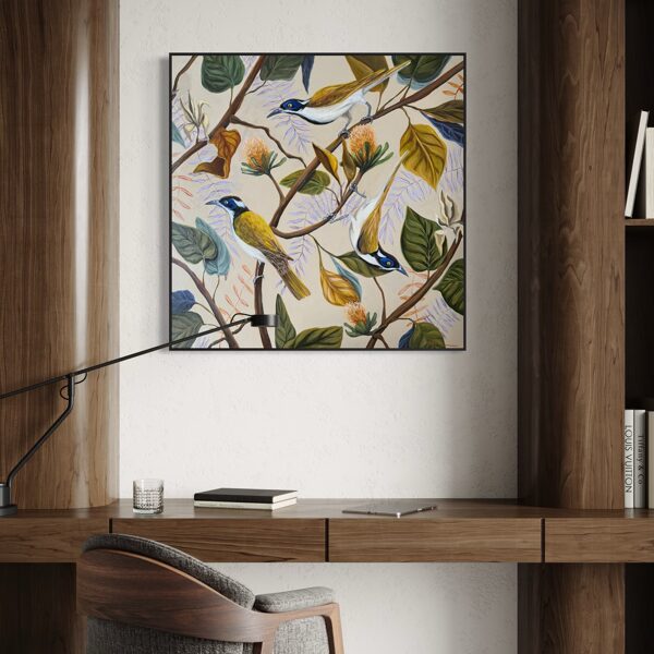 “Blithe birds”, 70x70 cm. Acrylics. 