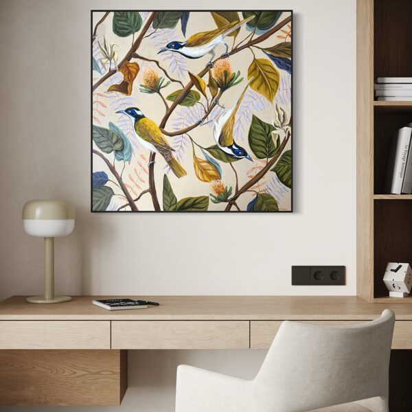 “Blithe birds”, 70x70 cm. Acrylics. 