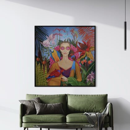 “Pink sunglasses”. 120x120 cm, oil on canvas. 