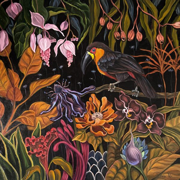 “Nocturnal toucan”. 70x70 cm, oil on canvas.