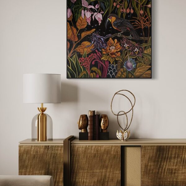 “Nocturnal toucan”. 70x70 cm, oil on canvas.