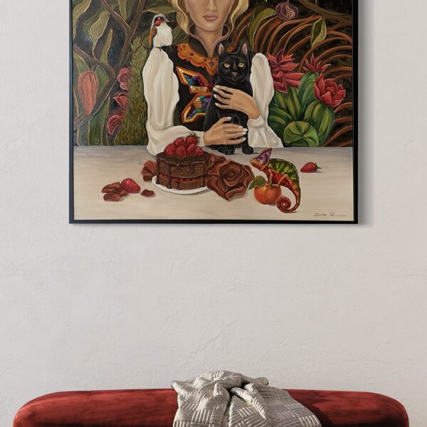 “Sweet breakfast “ . 80x80 cm. Oil on canvas