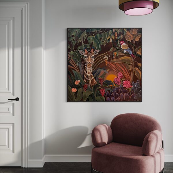 “Lost in the jungle”. 100x100 cm. Acrylic on canvas.