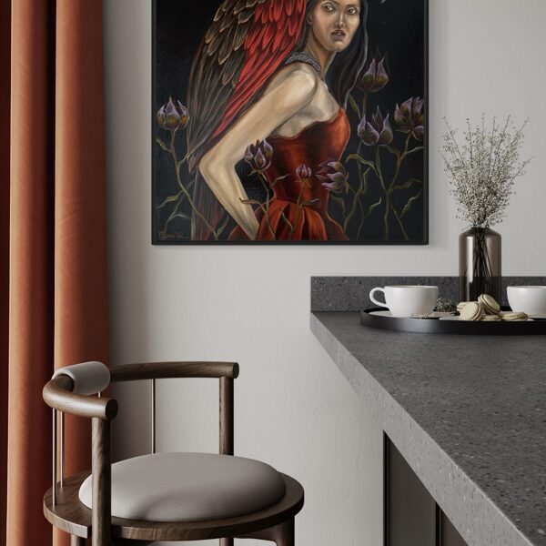 “Dracula parrot “ .70x60 cm. Oil on canvas 🧛
