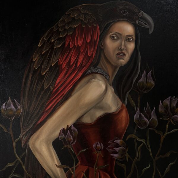 “Dracula parrot”. 60x70 cm, oil on canvas. 🧛