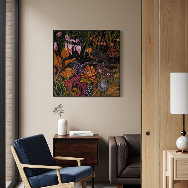 “Nocturnal toucan”. 70x70 cm, oil on canvas.