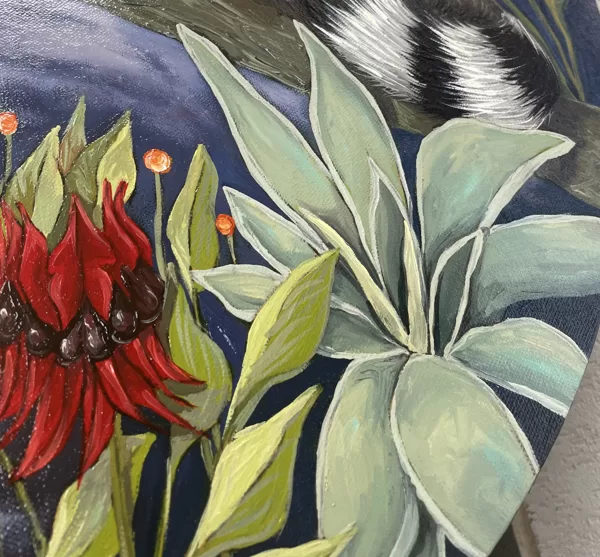Lemur”. 80 cm, oil on round canvas