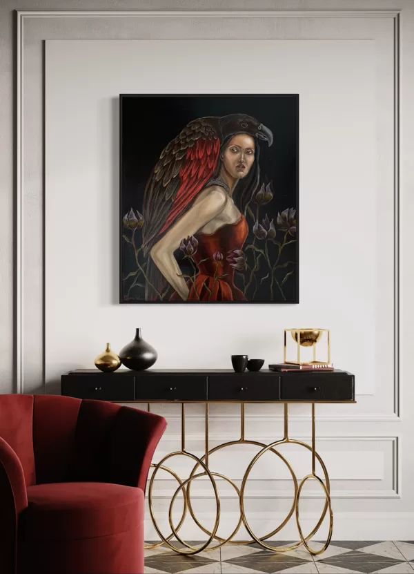 “Dracula parrot”. Oil on canvas.