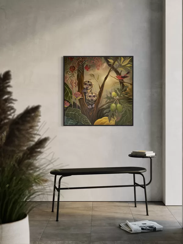 “Owl Monkey”. 80x80 cm, oil, canvas.