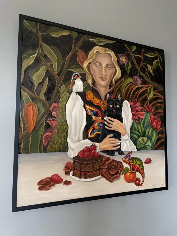 “Sweet breakfast “ . 80x80 cm. Oil on canvas