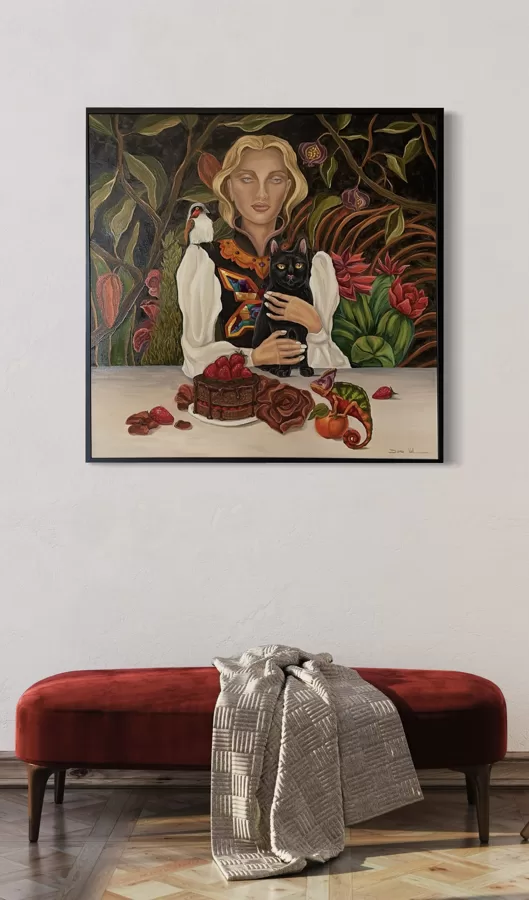 “Sweet breakfast “ . 80x80 cm. Oil on canvas