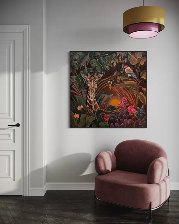 “Lost in the jungle”. 100x100 cm. Acrylic on canvas.