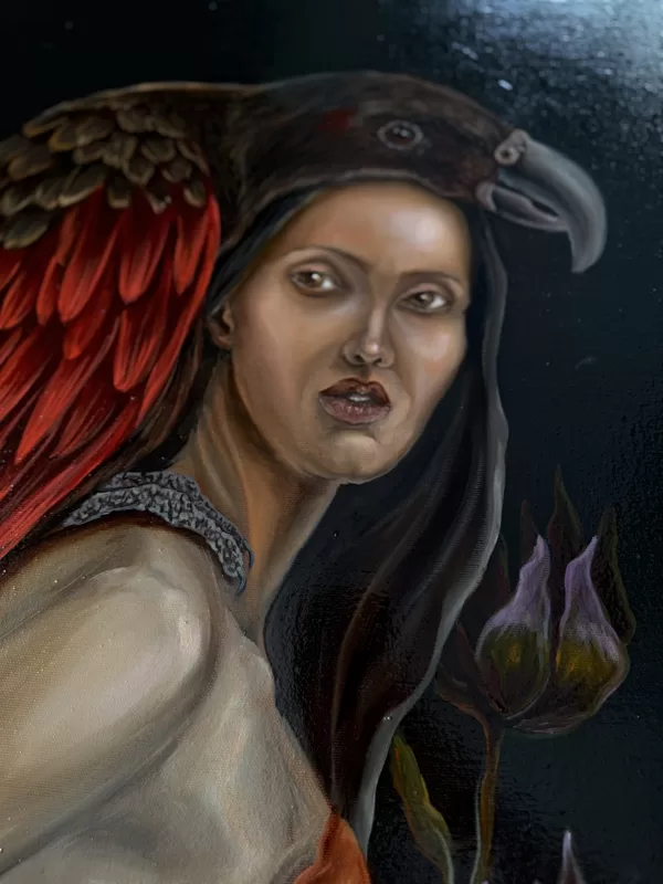 “Dracula parrot “ .70x60 cm. Oil on canvas 🧛