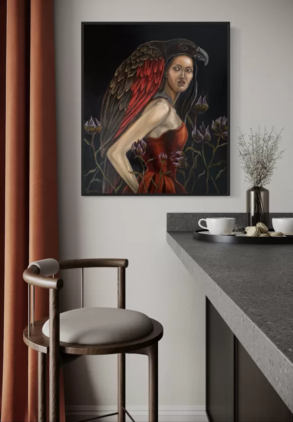 “Dracula parrot “ .70x60 cm. Oil on canvas 🧛